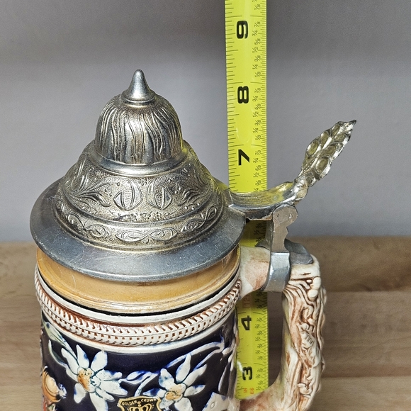 Vintage Golden Crown E&R Western Germany Beer Stein, lidded Beer Stein 9inch - Picture 13 of 13